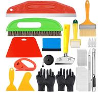 Nadisean Lot de 17 Outils de Papier Peint, Kit d’Outils de Lissage de Tapisserie Avec Raclette à Tapisser, Brosse À Tapisser, Rouleau de Couture, Outil de Coupe, Kit Tapisserie, pour Papier Peint Film