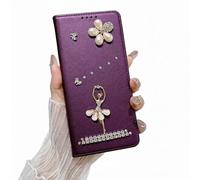 Nadoli Flip Coque pour Honor X8C 4G,Paillettes 3D Diamant PU Cuir Danseuse Fleur Magnétique Fente Carte Blocage RFID Portefeuille Housse Etui