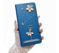 Nadoli Flip Coque pour Oppo A58 4G,Paillettes 3D Diamant PU Cuir Danseuse Fleur Magnétique Fente Carte Blocage RFID Portefeuille Housse Etui