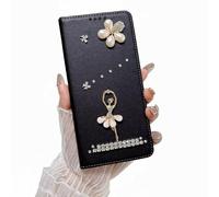 Nadoli Flip Coque pour Oppo Realme C21Y,Paillettes 3D Diamant PU Cuir Danseuse Fleur Magnétique Fente Carte Blocage RFID Portefeuille Housse Etui