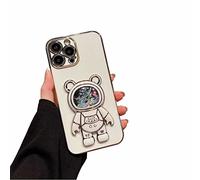 Nadoli pour Samsung Galaxy Note 10 Sable mouvant Ours Astronaute Invisible Béquille Coque,Ultra Mince Placage Astronaute Pliant Supporter Silicone Flexible Paillette Housse Étui de Potection