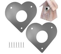 Nadsrpn Lot de 2 plaques de protection pour nichoir à oiseaux, en métal en forme de cœur, 28 mm + 32 mm, décoration extérieure pour moineau, pic, panneau de protection pour reproduction, repos
