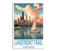 NAEGV 5D Kit de Broderie Diamant Sentier du bord du lac Chicago Diamond Art Kits Strass Point de Croix Painting pour Adultes Débutants Maison Décor 30x40cm