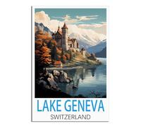 NAEGV 5D Kit de Peinture Diamant Lac Léman Suisse Kit de peinture diamant pour adultes débutants,Convient pour la décoration murale de la maison 40x50cm