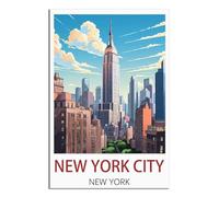 NAEGV Diamond Painting Adulte 5D New York City New York Kit complet à faire soi-même - Cristal - Strass Broderie diamant - Pour enfants et adultes - Décoration murale 40x50cm