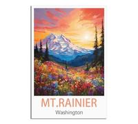 NAEGV DIY Diamond Painting Adulte Mont Rainier Washington Point de Croix Cristal Painting, Peinture à Strass Ronds avec Diamants, Art Diamant pour Murale Décoration 30x40cm