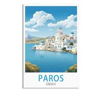 NAEGV DIY Diamond Painting Adulte Paros Grèce Point de Croix Cristal Painting, Peinture à Strass Ronds avec Diamants, Art Diamant pour Murale Décoration 40x40cm