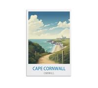 NAEGV Kit de peinture à l'huile à faire soi-même, motif Cap Cornouailles, avec peintures acryliques, toile pré-imprimée et pinceaux - Cadeau et décoration murale 30x40cm