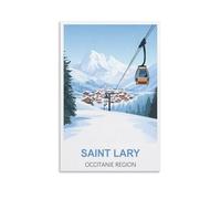 NAEGV Kit de peinture par numéros Affiche de voyage région Saint Lary Occitanie Peinture à l'huile sur toile pour enfants et adultes débutants - Décoration d'intérieur 20x30cm