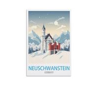 NAEGV Kit de peinture par numéros Neuschwanstein, Allemagne. Kit de peinture à faire soi-même, pigments acryliques, pour décorer un mur ou offrir. 20 x 30 cm.