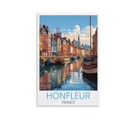 NAEGV Kit de peinture par numéros pour adultes Honfleur France Kit de peinture acrylique à l'huile à faire soi-même avec pinceaux pour décoration murale, cadeau 30x40cm