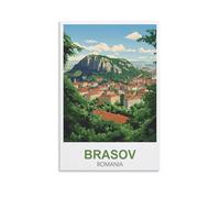 NAEGV Kit de peinture par numéros pour adultes - Paysage de Brasov, Roumanie - Kit de peinture acrylique - Idéal pour décorer un mur ou offrir - 50 x 60 cm
