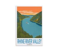 NAEGV Kit de peinture par numéros pour adultes - Paysage de la vallée du Rhin en Allemagne - Kit de peinture acrylique - Idéal pour un cadeau ou une décoration murale - 40 x 50 cm