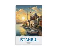 NAEGV Kit de peinture par numéros pour adultes - Paysage d'Istanbul, Turquie - Kit de peinture acrylique - Idéal pour décorer un mur ou offrir - 50 x 60 cm