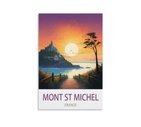 NAEGV Kit de peinture par numéros pour adultes - Paysage du Mont-Saint-Michel, France - Kit de peinture acrylique - Idéal pour décorer un mur ou offrir - 30 x 40 cm