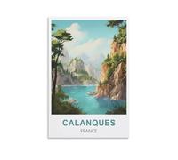 NAEGV Kits de peinture au diamant,Calanques françaises Kits de peinture diamant 5D pour adultes, bricolage complet, rond, pour décoration d'intérieur 40x50CM