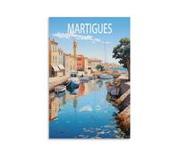 NAEGV Kits de peinture diamant 5D DIY,Martigues, France, côtes du lac Kits de peinture pour adultes, kits d'art diamant 5D DIY pour la décoration intérieure 40x40CM