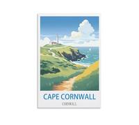 NAEGV Peinture à numéros pour adultes - Paysage du Cap Cornouailles - Kit de peinture à l'huile à faire soi-même - Toile pré-imprimée - Décoration intérieure - 40 x 50 cm