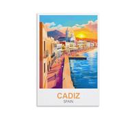 NAEGV Peinture par Numéros Adultes Affiche de voyage de Cadix, Espagne peinture acrylique par numéros pour dessin, décoration murale, cadeau d'art 30x40cm