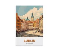 NAEGV Peinture par Numéros Adultes Affiche de voyage Lublin Pologne kits de peinture à l'huile numérique sur toile avec pinceaux et pigments acryliques pour décoration d'intérieur 50x60cm