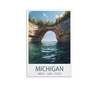 NAEGV Peinture par Numéros Adultes Michigan, le grand État peinture acrylique par numéros pour dessin, décoration murale, cadeau d'art 20x30cm