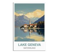 NAEGV Peinture par numéros pour adultes et enfants - Lac Léman, Suisse - Peinture à l'huile acrylique à faire soi-même - Décoration murale - 40 x 50 cm