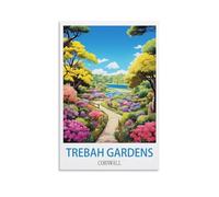 NAEGV Peinture par numéros pour adultes - Paysage des jardins de Trebah, Cornouailles - Kit de peinture acrylique à faire soi-même - Loisirs créatifs - Décoration murale - 30 x 40 cm