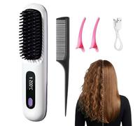 Naelyah Brosse Lissante Portable Naelyah - GoBrosse Pro brosse lissante cheveux sans fil mini lisseur cheveux avec écran 3 températures réglables peigne chauffant ionique, voyage et domicile