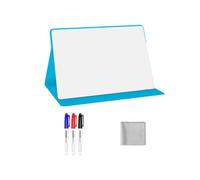 Naemriee Petit tableau blanc portable, réutilisable, effaçable à sec avec support, tableau blanc de bureau pour bureau, réunion, affaires, bleu