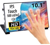 NAERYUT-10.1 Inch Capacitive Touchscreen For Raspberry Pi,1024X600 Ips Lcd Display With Dual-Speaker,Hdmi Portable Monitor For Raspberry Pi 5/Pi 4B/3B+/3B/B+/Zero/400,Win11/10/8/7,Free-Driver