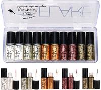Naeryut-10pcs Diamond Glitter Liquid Eyeliner Set Metallic Shimmer Makeup Kit Waterproof Eyeshadow (10 Pcs)