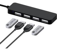 NAERYUT-4-Port Usb 2.0 Ultra Mince Adaptateur Pour Hub De Données Noir