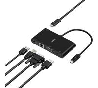 NAERYUT-Adaptateur Multimédia Usb-C (Hub Usb-C Avec Ports Vga,Hdmi 4K,Usb3.0,Ethernet; Alimentation Pass-Through 100W Pour Macbookpro,Ipadpro,Surfacepro,Chromebook,Etc.)