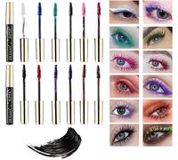 Naeryut-Color Mascara Set,12 Colors Colored Mascara,Green Black And White,Voluminating,Durable,Waterproof,Vegan,Thin Brush,Natural Eye Makeup
