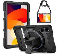 Naeryut-Coque Antichoc Xiaomi Redmi Pad Se 2023,11 Pouces,Étui Armure Robuste Avec Support Rotatif,Dragonne Et Bandoulière Réglable,Porte-Stylet,Protection Housse Pour Redmi Pad Se 11"" 2023,Noir