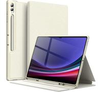 NAERYUT-Coque Pour Samsung Galaxy Tab S10 Ultra/Tab S9 Ultra 14,6 Pouces Avec S Pen Porte-Stylet,Fine Folio Protecteur Tablette Housse Étui,Multi-Angle Affichage (Beige)