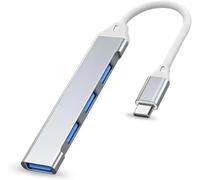 NAERYUT-Extenseur Usb,Concentrateur Usb,Adaptateur Usb 4 Ports,Adaptateur Usb De Type C Vers Usb 3.0,Répartiteur Usb-C Ultra Fin,Compatible Avec Windows,Macbook Pro/Air,Argent Chromé