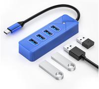 NAERYUT-Hub Usb C,4 Ports Usb 3.0 Adaptateur Hub Avec 5Gbps Transmission (Câble De 15 Cm) Pour Ordinateur Portable,Téléphone,Tablette,Compatible Mac Os 10.X Et Plus,Linux,Android,Bleu