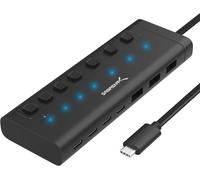 NAERYUT-Hub Usb C Alimenté,5 Gbps Dock Usb C Avec 7 Ports Des Commutateurs Individuels Et Indicateurs Led,Docking Station Avec 12V/4A 48W Adaptateur Alimentation (Hb-3A4C)
