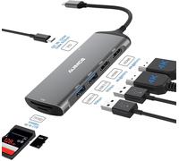 NAERYUT-Hub Usb C Universel,Station D'Accueil Pour Ordinateur Portable Double Moniteur,Adaptateur Usb C 7 En 1 Vers Double Hdmi 4K,Usb 3.0,Compatible Avec Les Ordinateurs Portables Macbook Hp Dell
