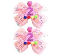 NAESM Nœuds pour enfants avec boules colorées, pinces à cheveux pour 2ème anniversaire d'enfants, bandeaux pour bébé, nœuds pour cheveux de bébé, accessoires pour cheveux, nœud rose pour anniversaire