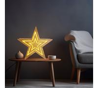 Näve Étoile de Noël en Bois Naturel Déco Lampe LED à Minuterie 33 cm [EEK: Non noté]
