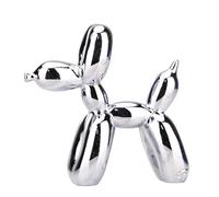 NAFEIMILUN Balloon Dog Statue Decor Sculpture Décorative en Résine Plaquée Or d'un Chien Ballon Finition Miroir Brillante Gris Argenté 17 X 17 X 7cm Objet De Collection