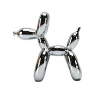 NAFEIMILUN Statue d'animal Statuette De Chien en Ballon Décoration Plaquée Or Sculpture Animale en Ballon pour Étagère Finition Miroir Brillante Gris Argenté 25cm