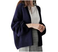 NAFING Cardigan Femme Loose Casual Cardigan De Mariage Multi Saison Ete Gilet Femme Long en Mélange De Laine Chic Et Elegant Grande Taille Veste Leger Blanche Bolero