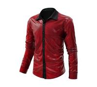 NAFING Chemise Rose Homme, Chemise Paillette Brillant Homme À Manches Longues Chemise Paillettes Smoking Col Revers Chemise De Fête De l'homme Brillant Slim Shirt pour Disco Costume De Carnaval Fête
