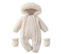 NAFING Combinaison Ski Bebe Enfant À Capuche De Ski Chaud Fleece Doublé Barboteuse Neige Toison Couleur Unie Étanche Rembourré Coupe-Vent Encapuchonné Col De Fourrure Playsuit Déguisement