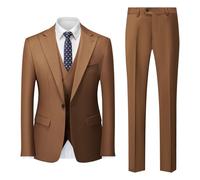 NAFING Costume Homme 3 Pieces Slim Fit Simple Poitrine Smoking Suits Confort Elégant Blazer Costard Couleur Unie Costume Pour Mariage Business Ensemble Veste Et Pantalon Gilet