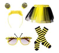 NAFING Déguisement Abeille Adulte Femme: Costume D'Abeille Avec Accessoires, Taille Unique, Jaune, À Rayures, Léger, Pour Carnaval Fête