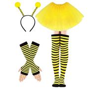 NAFING Déguisement Abeille Adulte Femme Deguisement Abeille Déguisement De Abeille Femme Set De Costume D'abeille Avec Accessoires Deguisement Carnaval Femme Pour Carnaval Fête